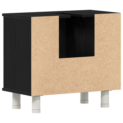 vidaXL Badezimmerschrank mit Tür Schwarz Eichen-Optik 60 x 32 x 54 cm