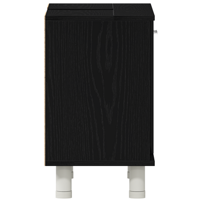 vidaXL Badezimmerschrank mit Tür Schwarz Eichen-Optik 60 x 32 x 54 cm