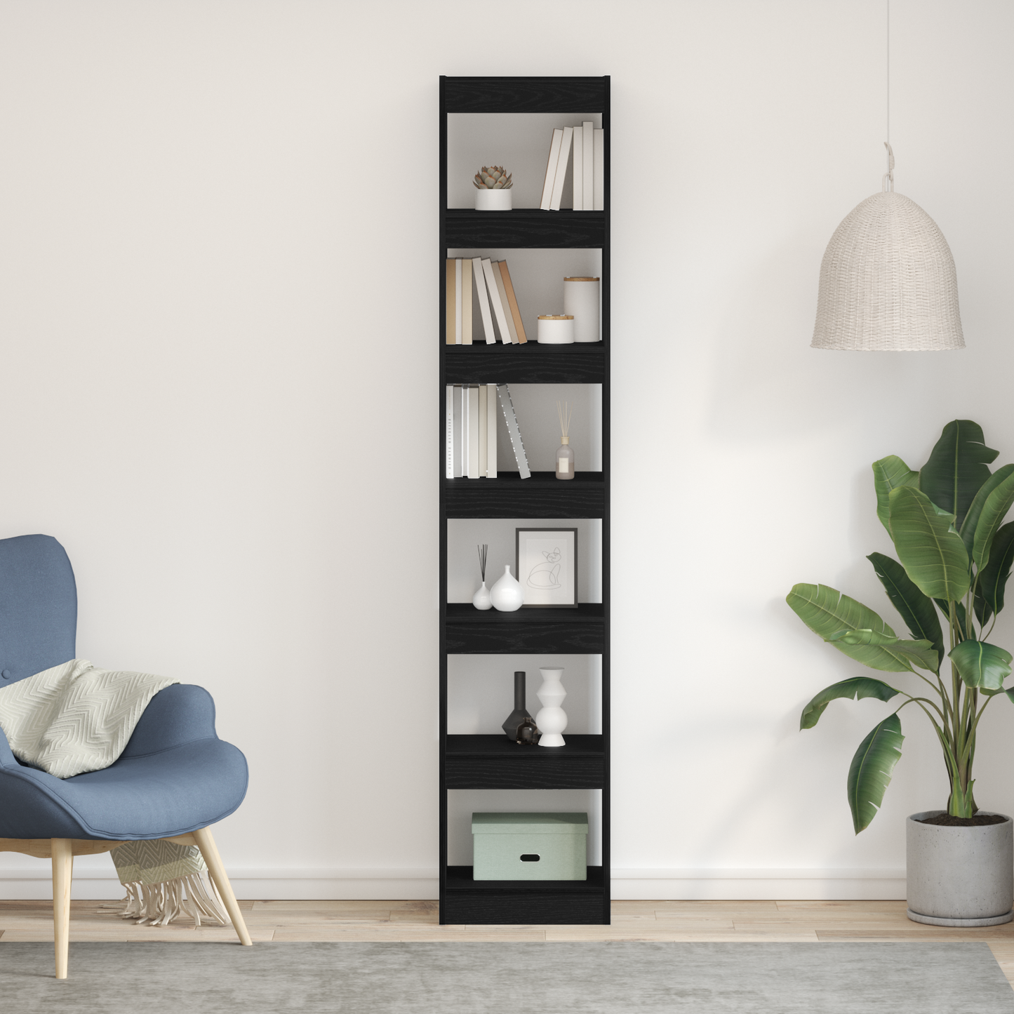 vidaXL Bücherregal Schwarz Eichen-Optik 40 x 30 x 198 cm Holzwerkstoff