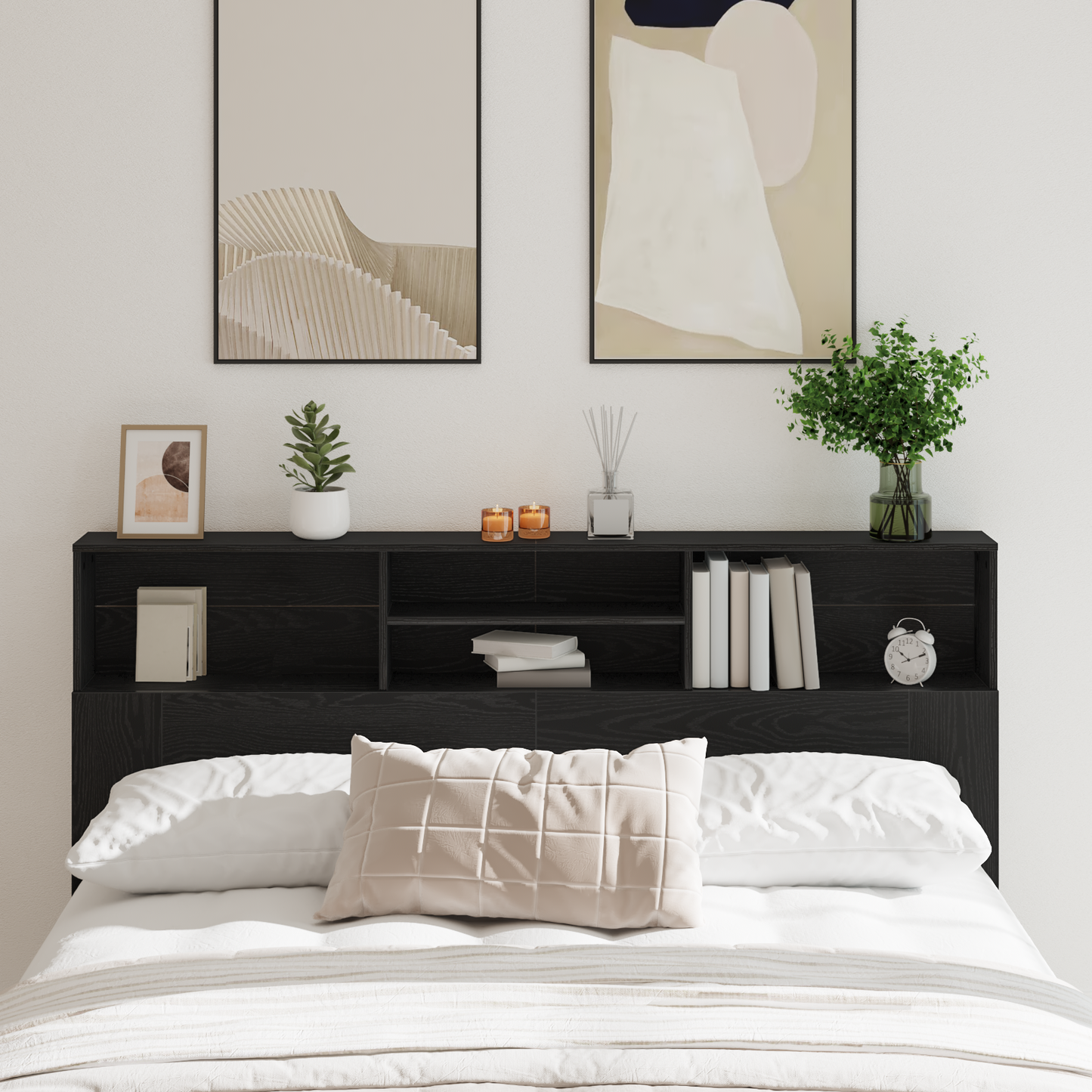 vidaXL Kopfteil Schrank Schwarz Eichen-Optik 180 x 19 x 103,5 cm