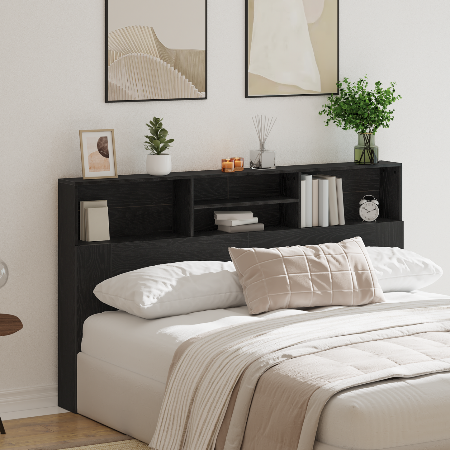 vidaXL Kopfteil Schrank Schwarz Eichen-Optik 180 x 19 x 103,5 cm