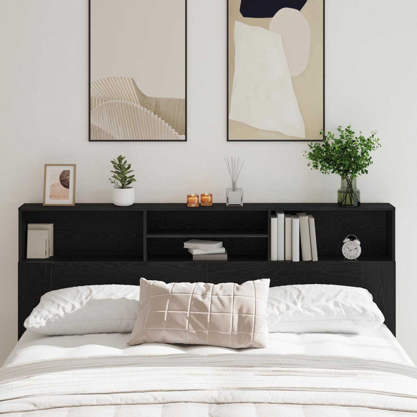 vidaXL Kopfteil Schrank Schwarz Eichen-Optik 200 x 19 x 103,5 cm