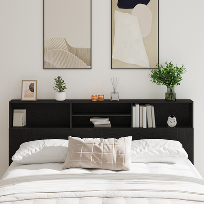 vidaXL Kopfteil Schrank Schwarz Eichen-Optik 200 x 19 x 103,5 cm