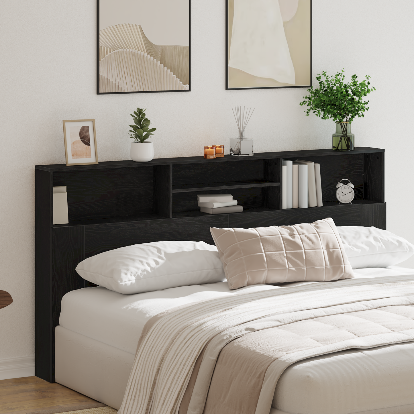 vidaXL Kopfteil Schrank Schwarz Eichen-Optik 200 x 19 x 103,5 cm