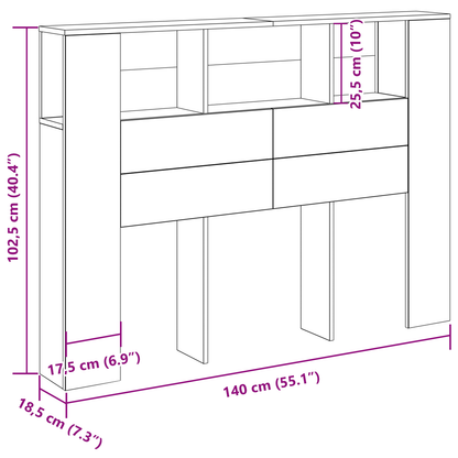 vidaXL Kopfteil Schrank Schwarz Eichen-Optik 120 x 18.5 x 102.5 cm