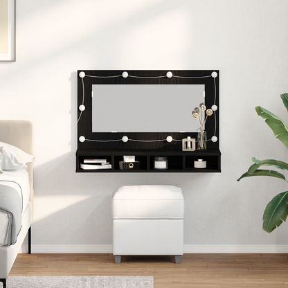 vidaXL Spiegelschrank mit Regal Schwarz Eichen-Optik 90 x 31,5 x 62 cm