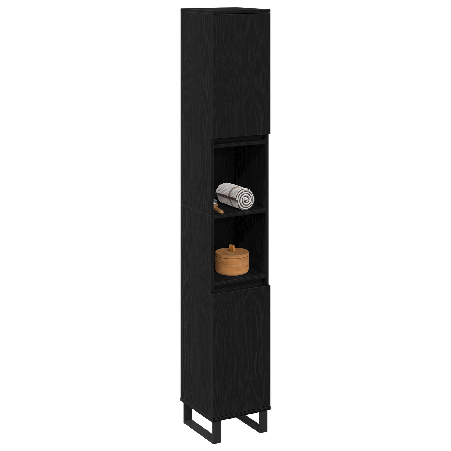 vidaXL Badezimmerschrank mit Tür Schwarz Eichen-Optik 30 x 30 x 190 cm