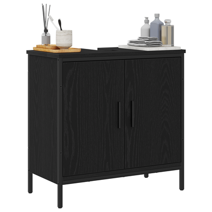vidaXL Waschbeckenschrank mit Tür Schwarz Eichen-Optik 60 x 30 x 60 cm
