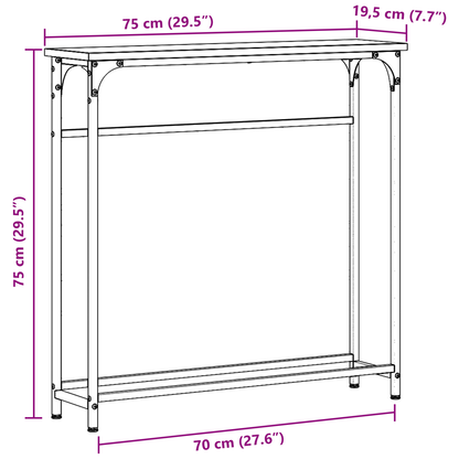vidaXL Konsolentisch mit Regal Altholz 75 x 19,5 x 75 cm Holzwerkstoff