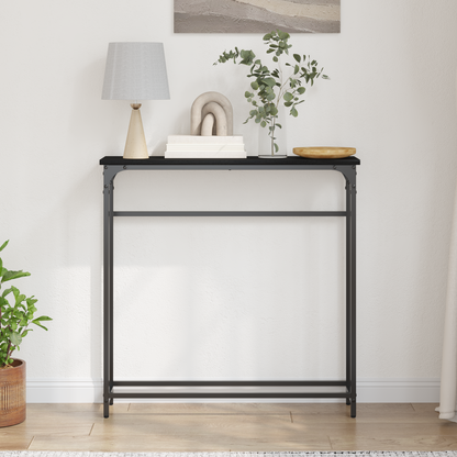 vidaXL Table console avec étagère Noir aspect chêne 75 x 19,5 x 75 cm