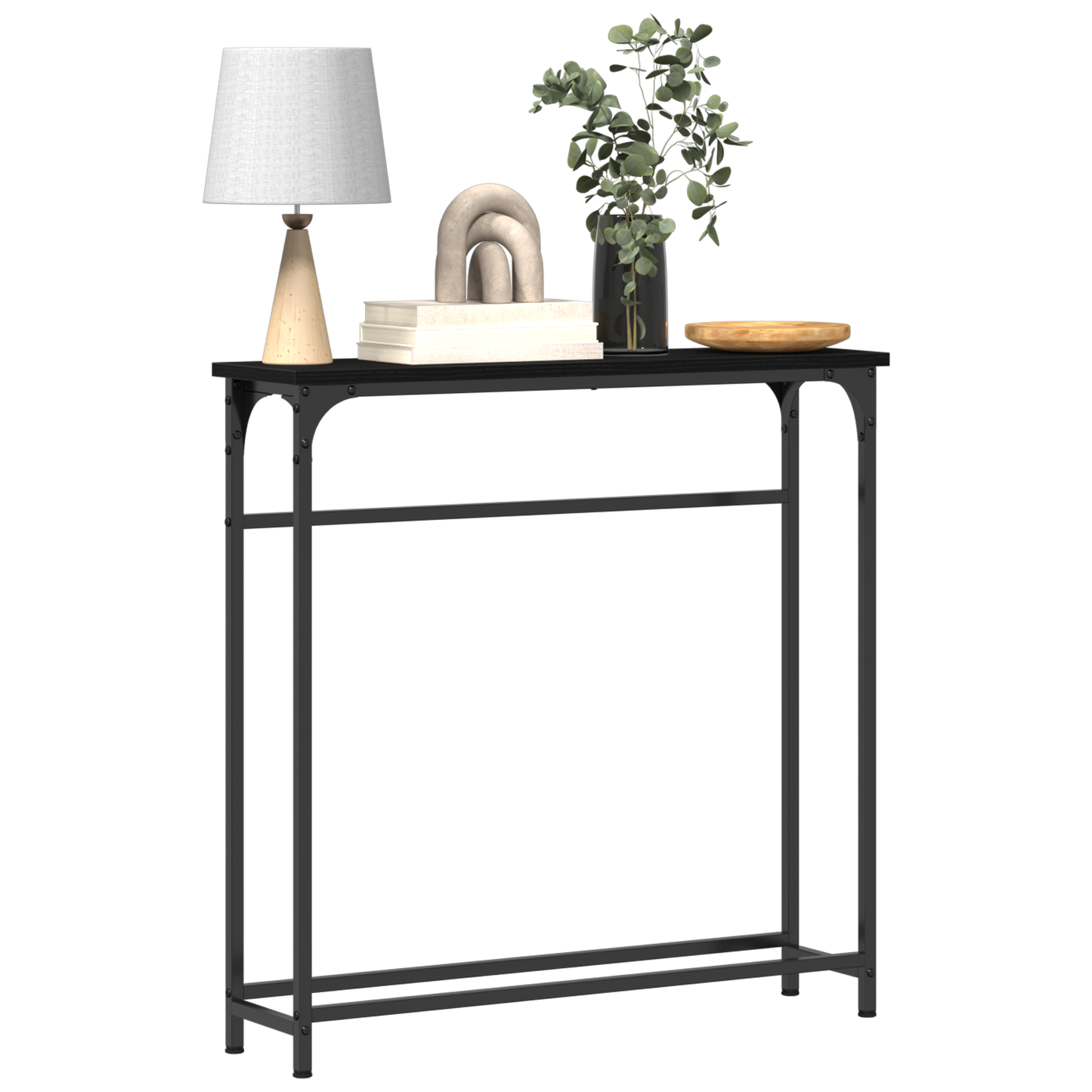 vidaXL Table console avec étagère Noir aspect chêne 75 x 19,5 x 75 cm