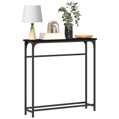 vidaXL Table console avec étagère Noir aspect chêne 75 x 19,5 x 75 cm