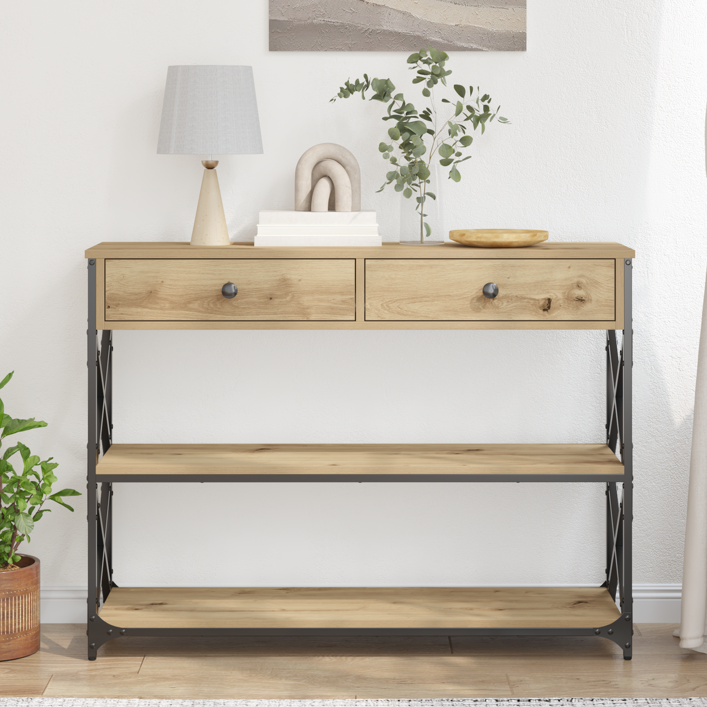 vidaXL Console de table avec tiroirs Chêne Artisan 100 x 28 x 75 cm