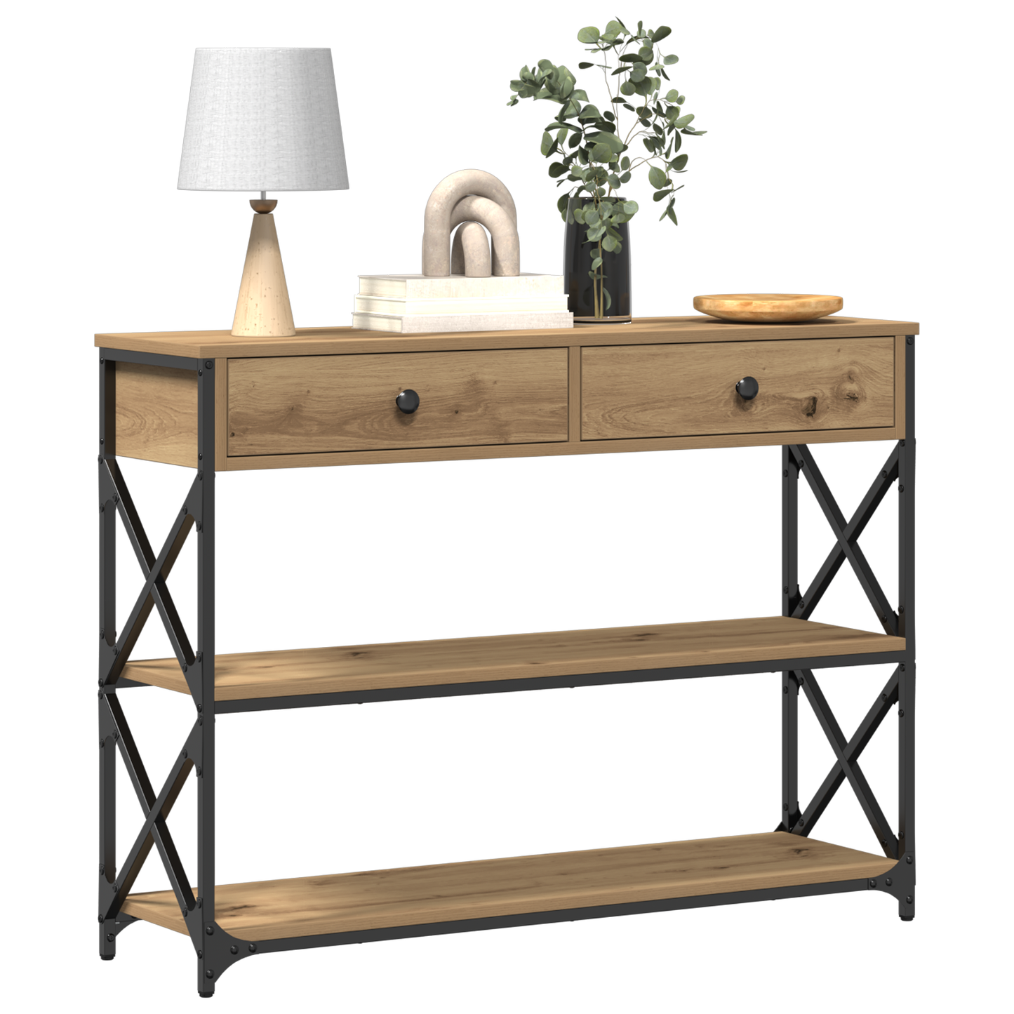 vidaXL Console de table avec tiroirs Chêne Artisan 100 x 28 x 75 cm