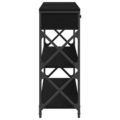 vidaXL Console avec étagère Noir aspect chêne 100 x 28 x 75 cm
