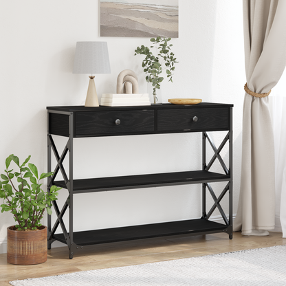 vidaXL Console avec étagère Noir aspect chêne 100 x 28 x 75 cm