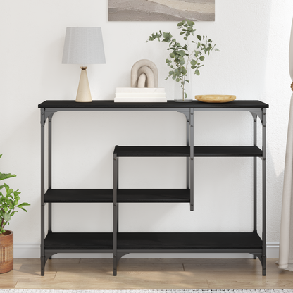 vidaXL Table console avec étagère Noir aspect chêne 100 x 35 x 75 cm