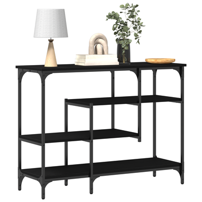 vidaXL Table console avec étagère Noir aspect chêne 100 x 35 x 75 cm