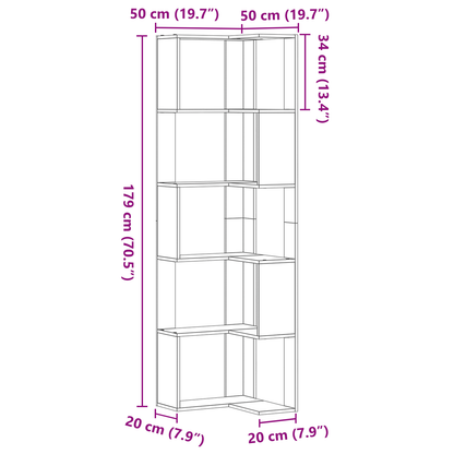 vidaXL Bücherregal Schwarz Eichen-Optik 50 x 50 x 179 cm