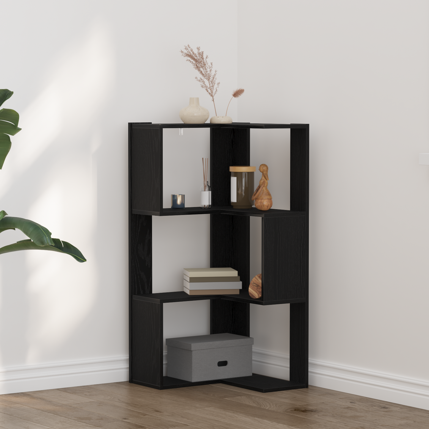 vidaXL Bücherregal Schwarz Eichen-Optik 50 x 50 x 102 cm