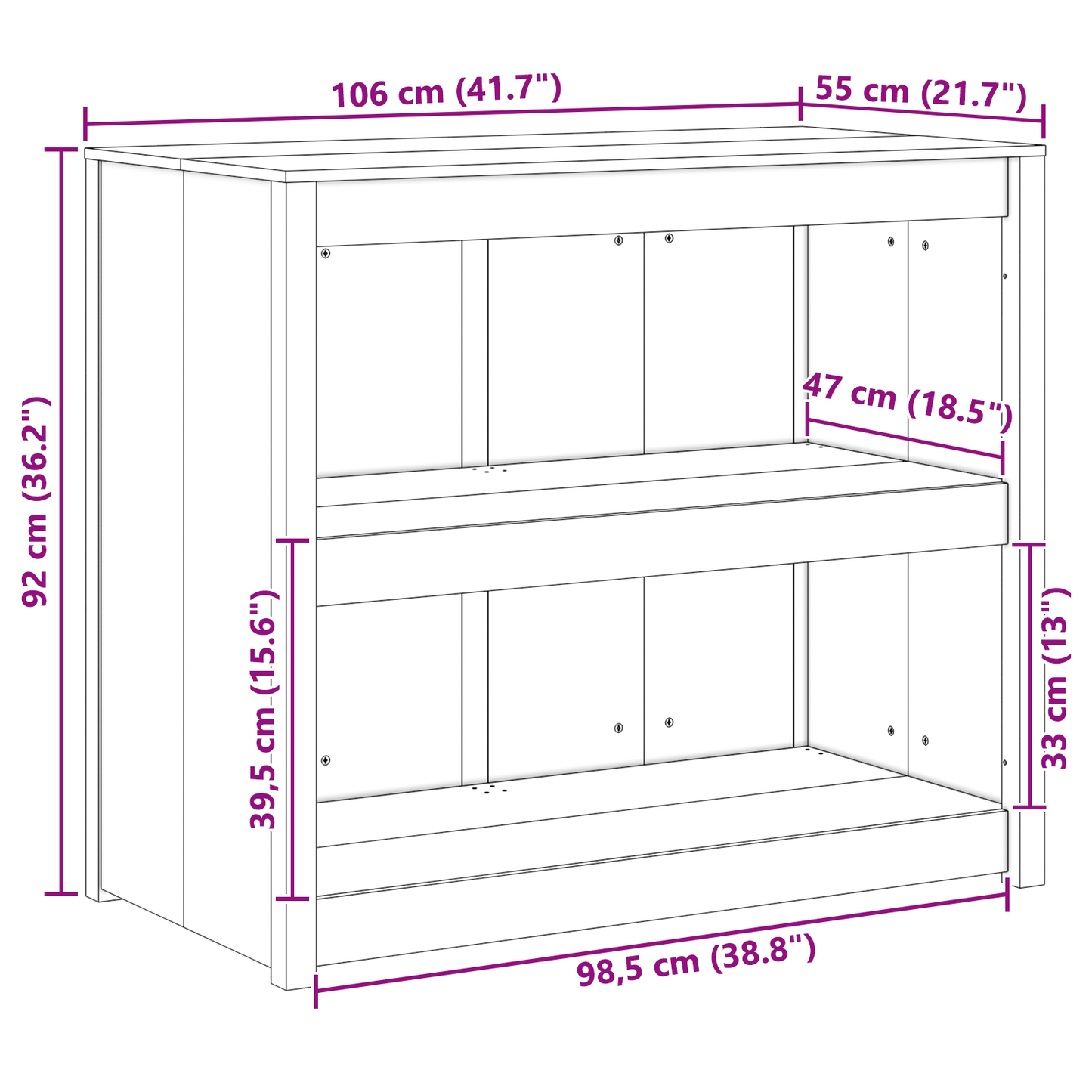 vidaXL Küchenschrank mit Regal Braun Eichen-Optik 106 x 55 x 92 cm