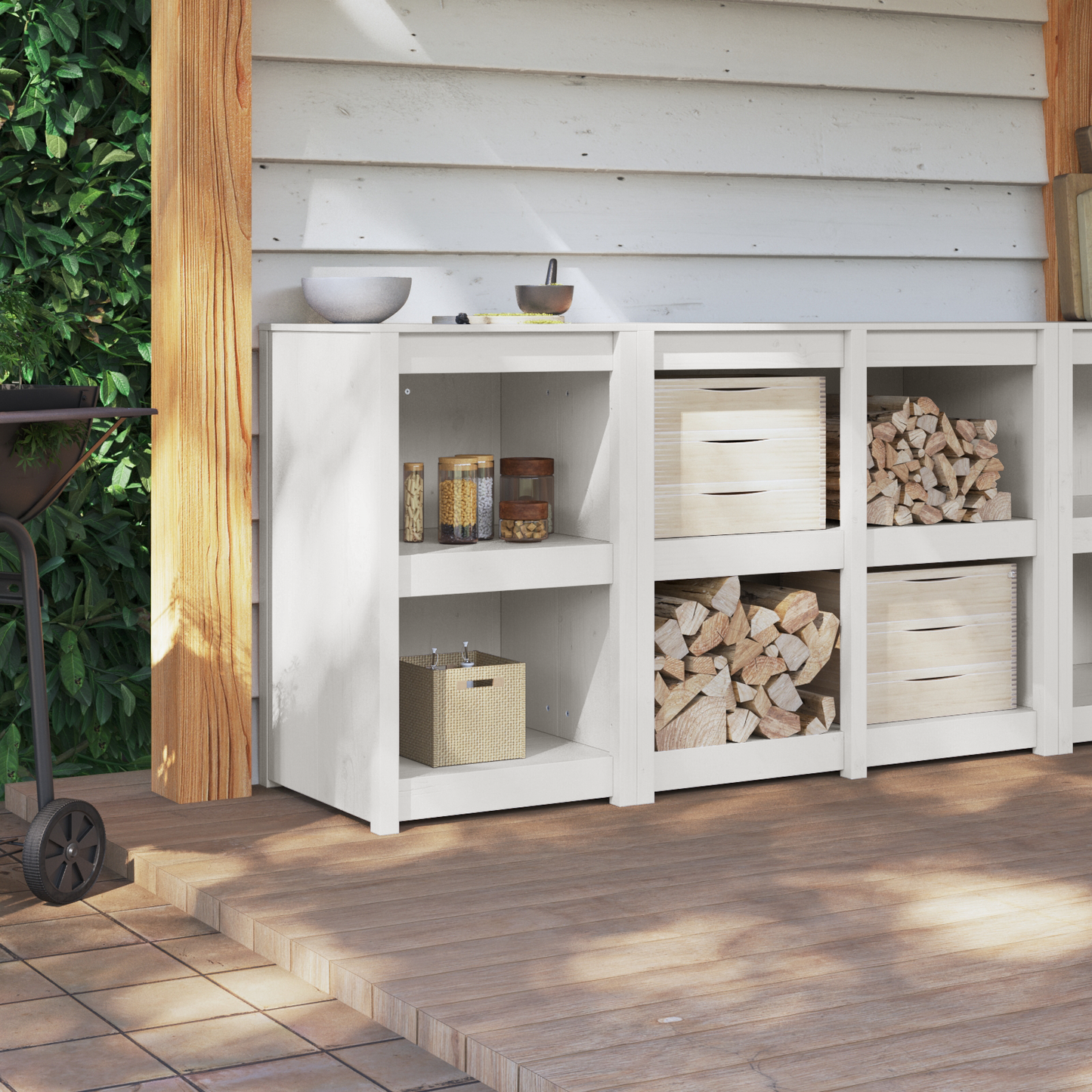 vidaXL Küchenschrank Weiß 55 x 55 x 92 cm Massives Kiefernholz