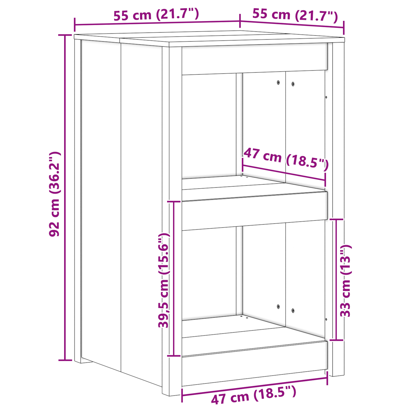 vidaXL Küchenschrank mit Regal Braun Eichen-Optik 55 x 55 x 92 cm
