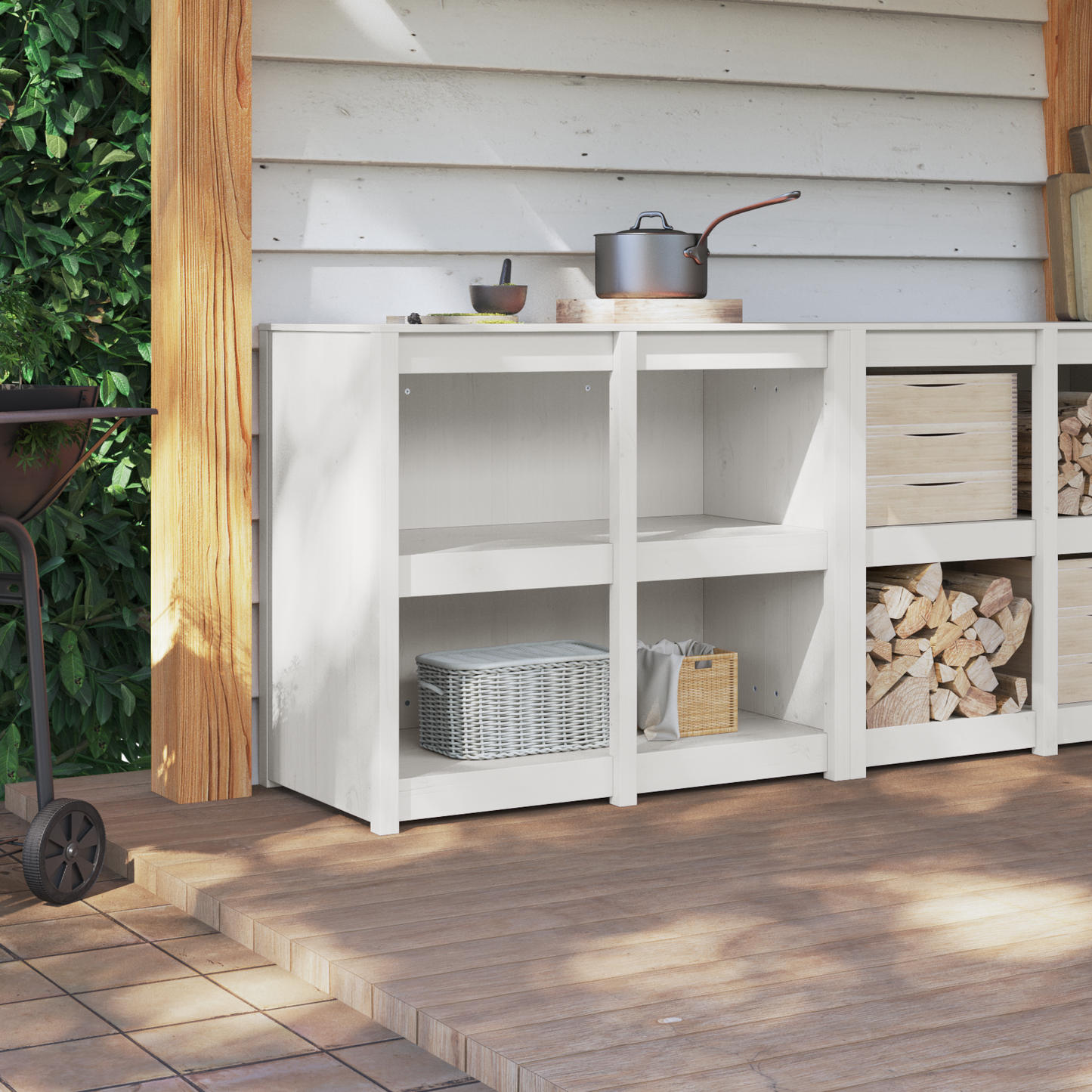 vidaXL Küchenschrank Warmes Weiß 106 x 55 x 92 cm Massives Kiefernholz