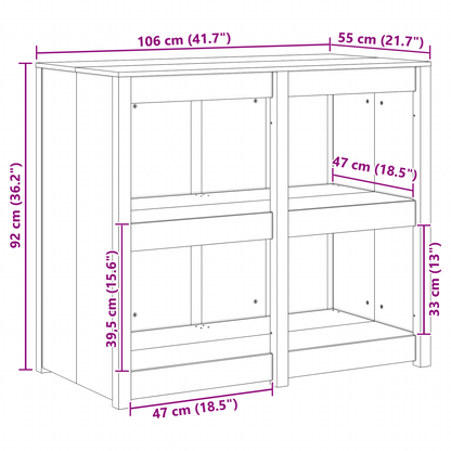 vidaXL Küchenschrank Warmes Weiß 106 x 55 x 92 cm Massives Kiefernholz