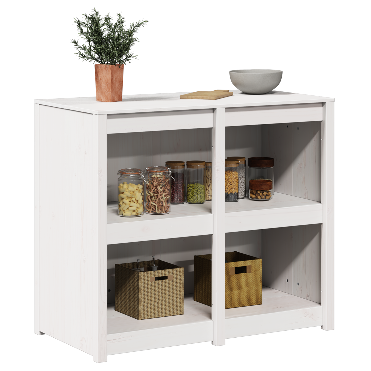 vidaXL Küchenschrank Warmes Weiß 106 x 55 x 92 cm Massives Kiefernholz