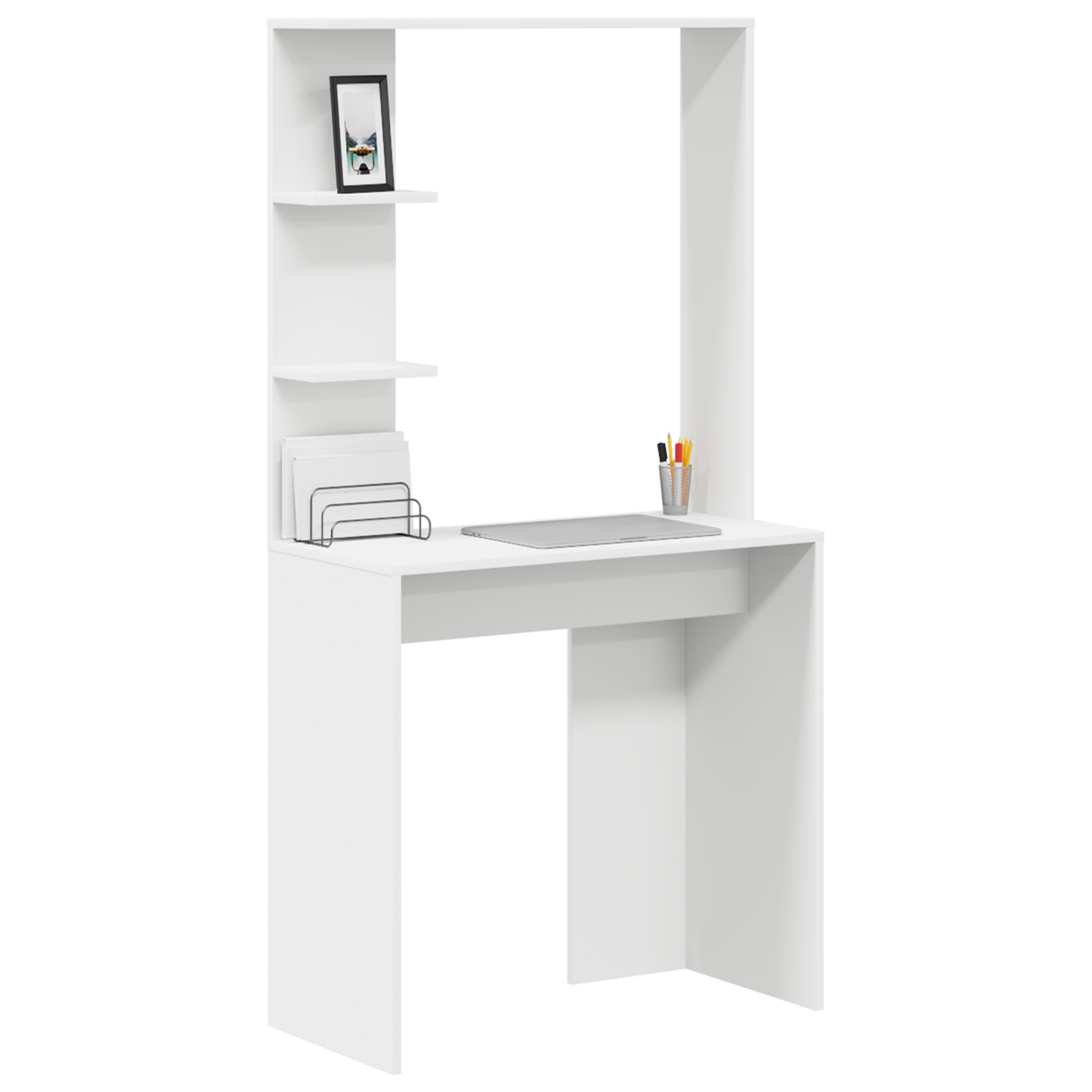 vidaXL Schreibtisch mit Regal Weiß 78,5 x 37 x 154,5 cm Holzwerkstoff