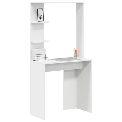 vidaXL Schreibtisch mit Regal Weiß 78,5 x 37 x 154,5 cm Holzwerkstoff