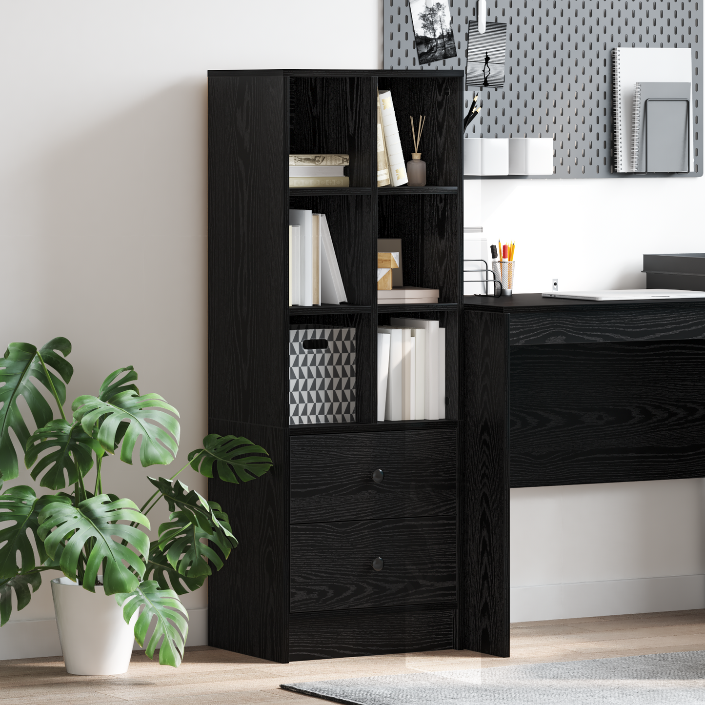 vidaXL Highboard Schwarz Eichen-Optik 45,5 x 34 x 127 cm