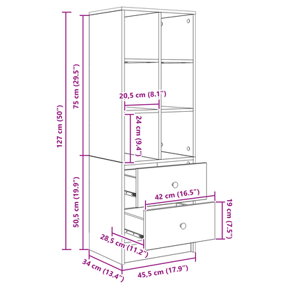 vidaXL Highboard Schwarz Eichen-Optik 45,5 x 34 x 127 cm
