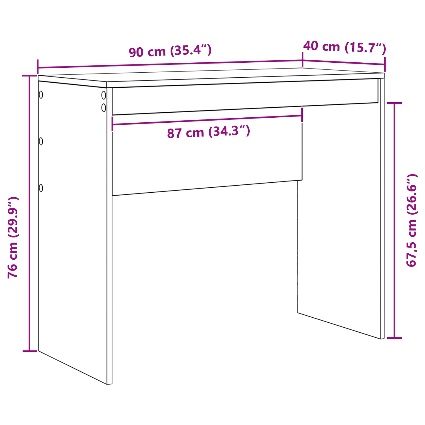 vidaXL Schreibtisch Weiß 90 x 40 x 76 cm