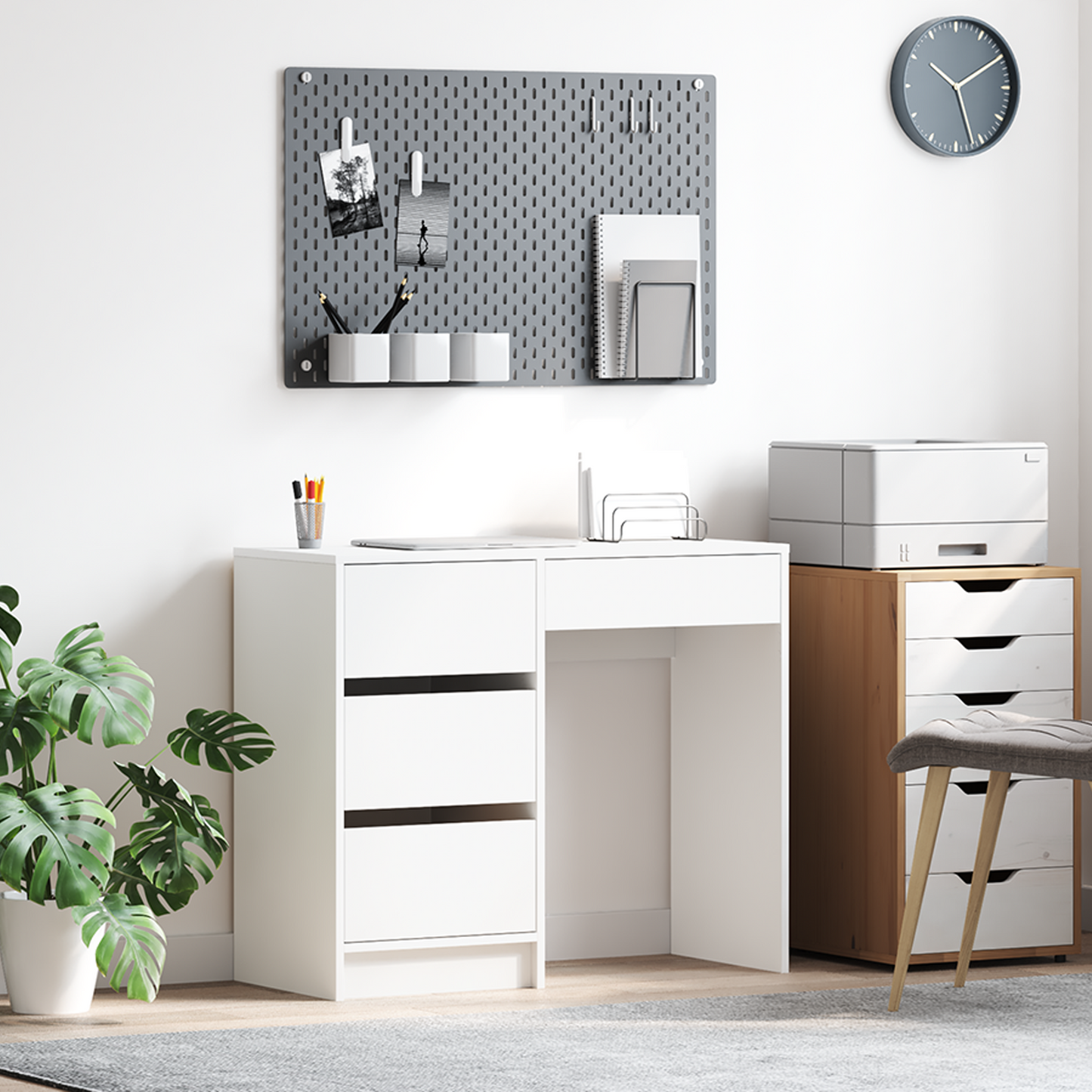 vidaXL Schreibtisch mit Speicher Weiß 90 x 37,5 x 75 cm Holzwerkstoff