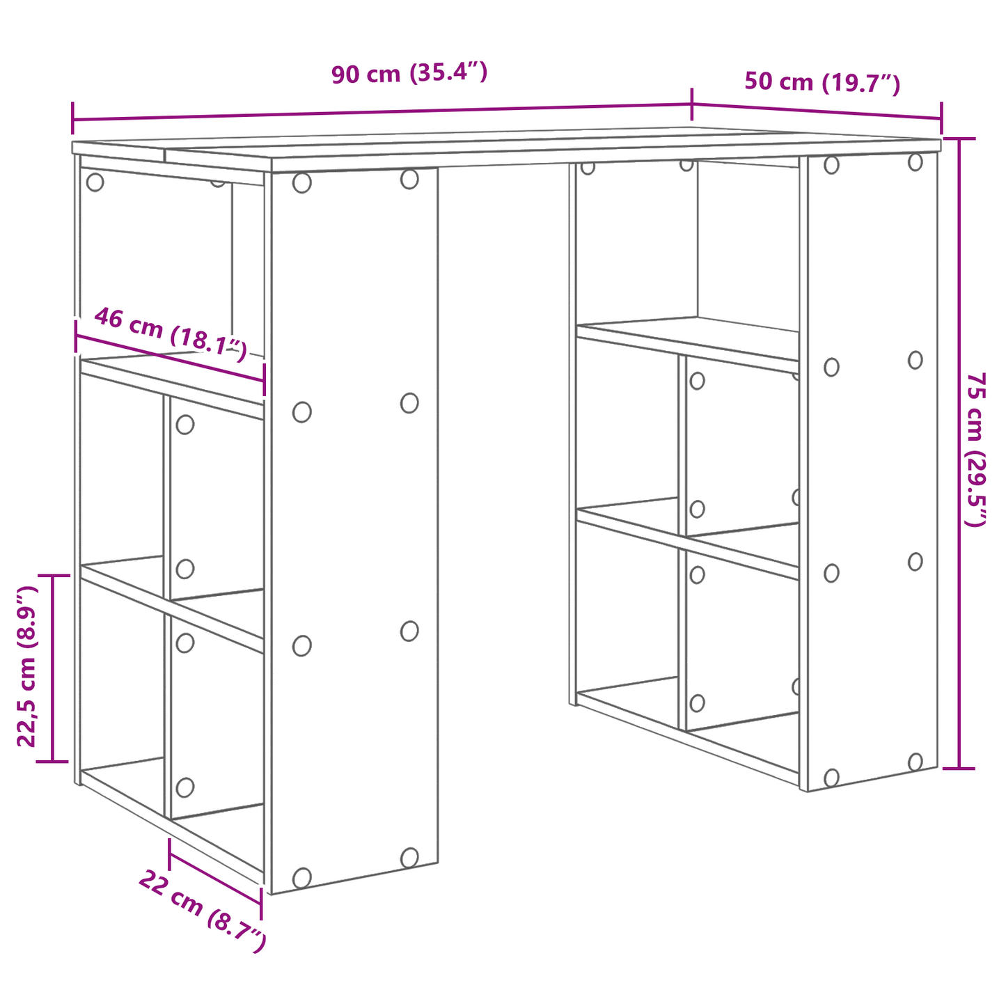 vidaXL Schreibtisch mit Regal Weiß 90 x 50 x 75 cm Holzwerkstoff