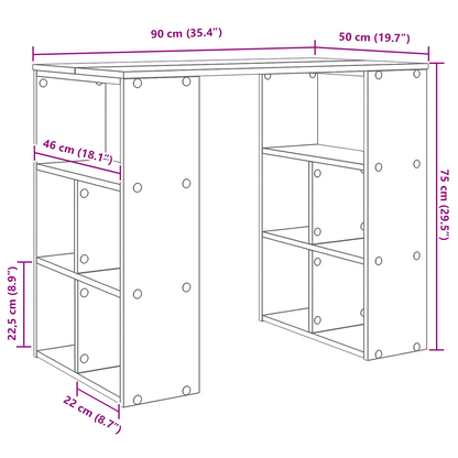 vidaXL Schreibtisch mit Regal Weiß 90 x 50 x 75 cm Holzwerkstoff
