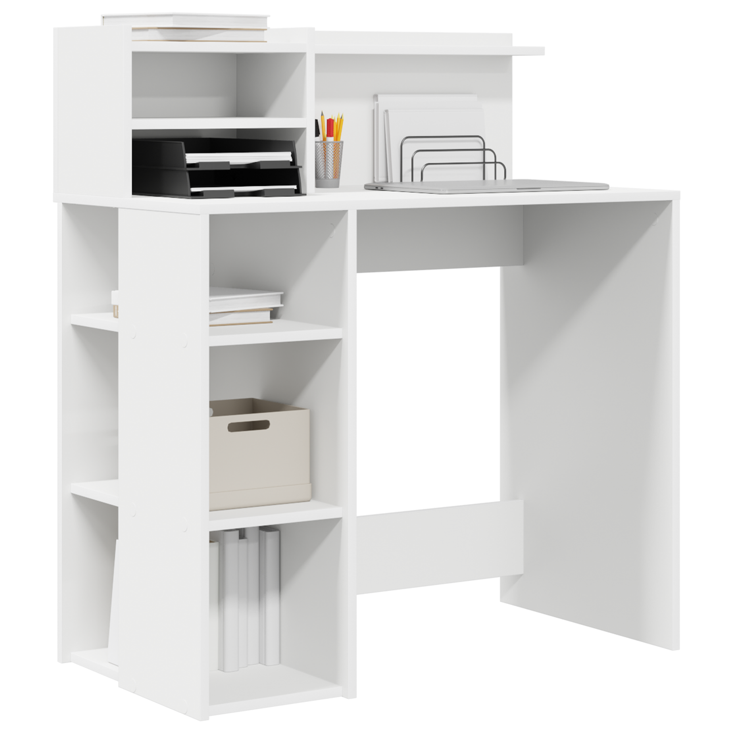 vidaXL Schreibtisch mit Regal Weiß 90 x 48 x 101,5 cm Holzwerkstoff