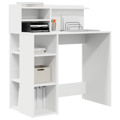 vidaXL Schreibtisch mit Regal Weiß 90 x 48 x 101,5 cm Holzwerkstoff