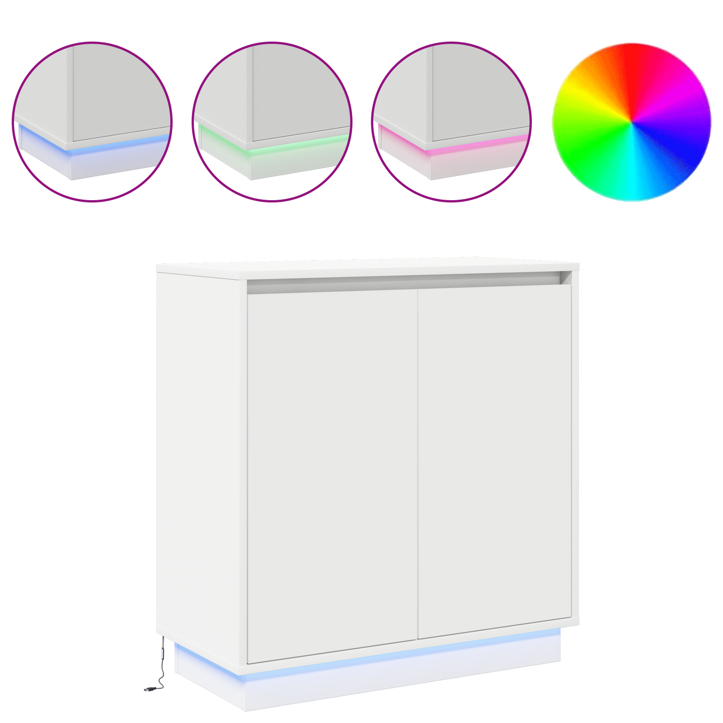 vidaXL LED-Sideboard mit Regal Weiß 71 x 34,5 x 75 cm Holzwerkstoff
