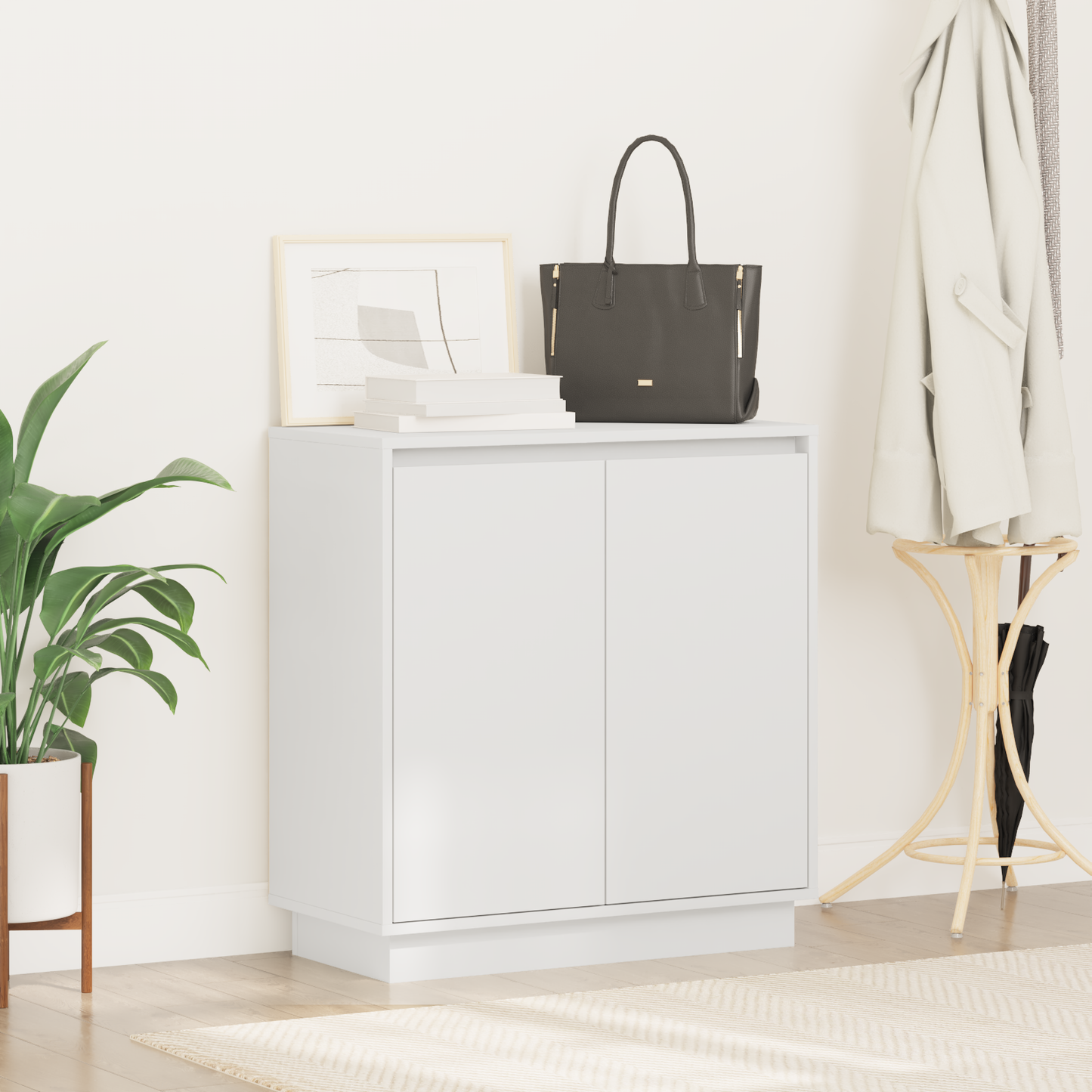 vidaXL LED-Sideboard mit Regal Weiß 71 x 34,5 x 75 cm Holzwerkstoff