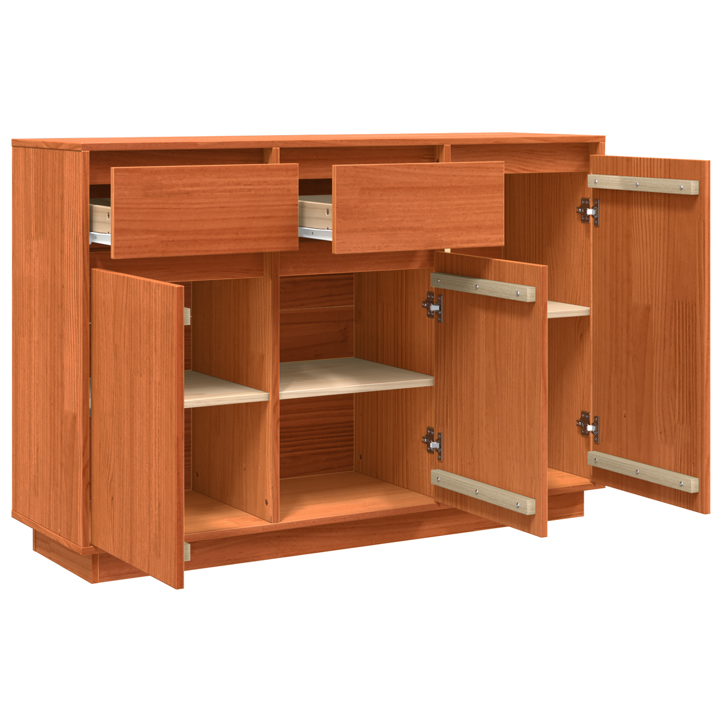 vidaXL Sideboard Wachsbraun 110 x 34 x 75 cm Massives Kiefernholz