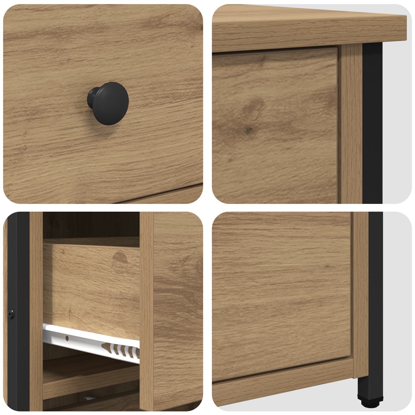 vidaXL Nachttisch mit Schubladen 2 pcs Braun 40 x 36 x 60 cm