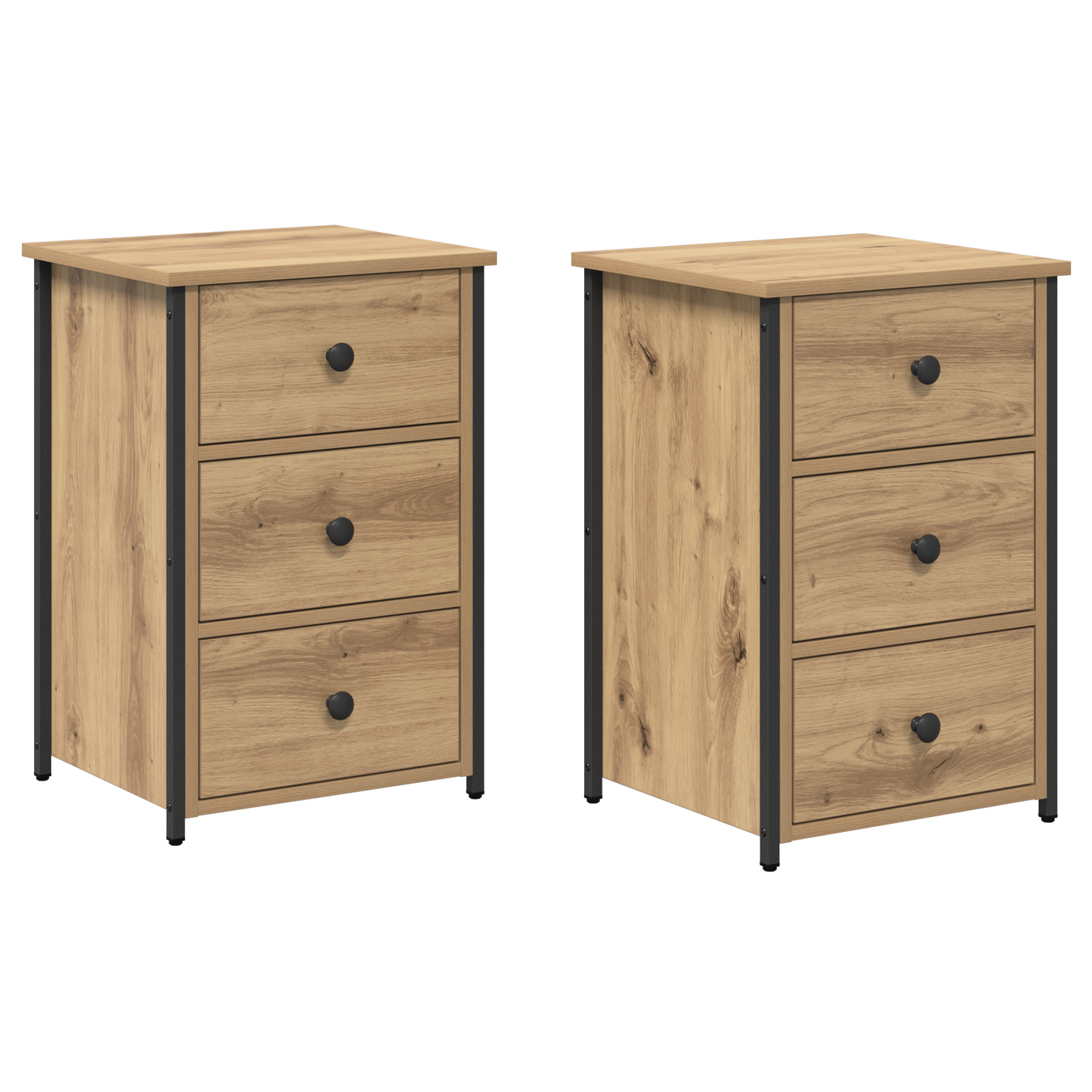 vidaXL Nachttisch mit Schubladen 2 pcs Braun 40 x 36 x 60 cm
