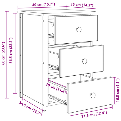 vidaXL Nachttisch mit Schubladen 2 pcs Braun 40 x 36 x 60 cm