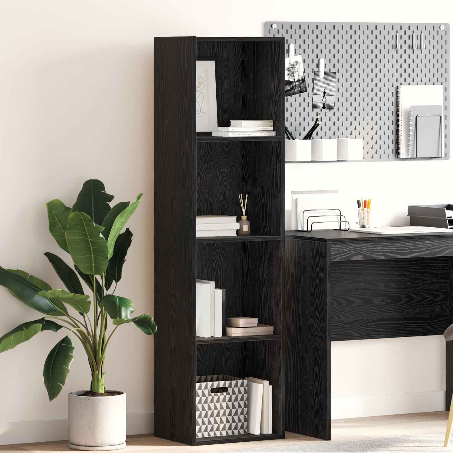 vidaXL Bücherregal Schwarz Eichen-Optik 40 x 30 x 152 cm Holzwerkstoff