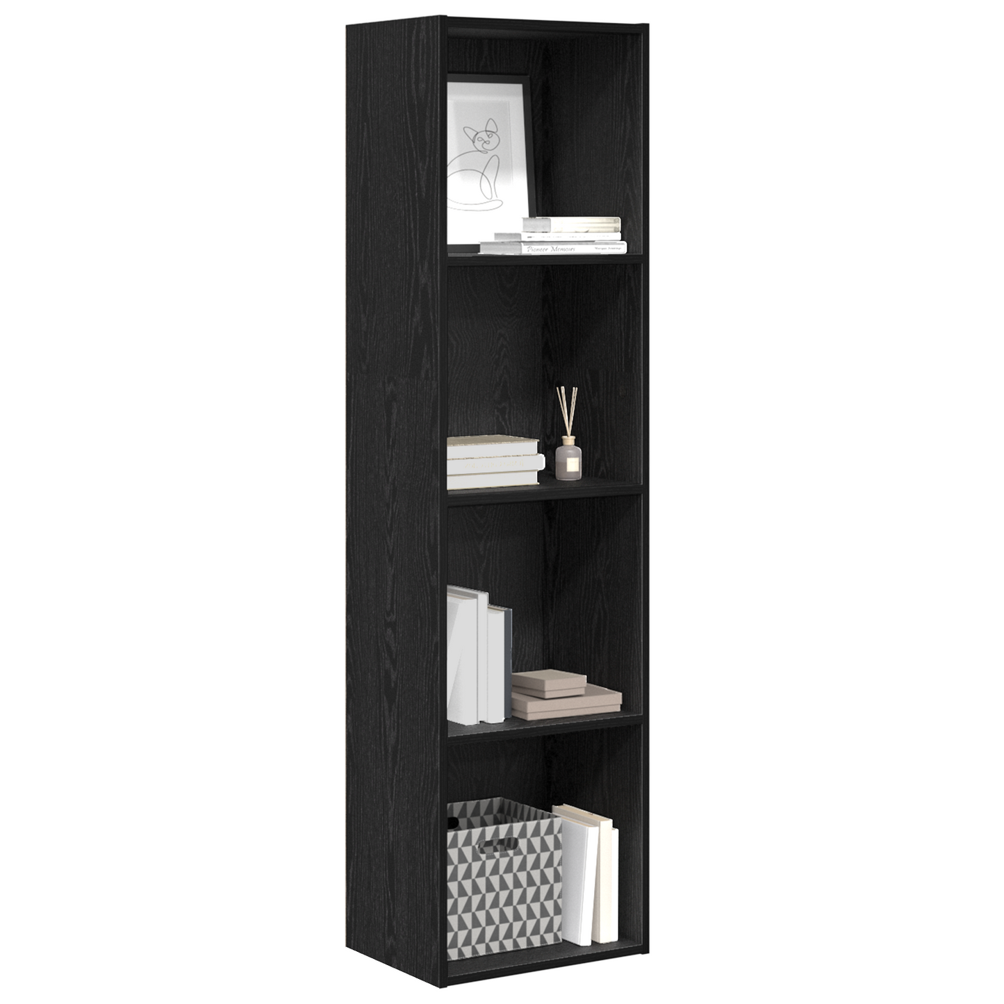 vidaXL Bücherregal Schwarz Eichen-Optik 40 x 30 x 152 cm Holzwerkstoff