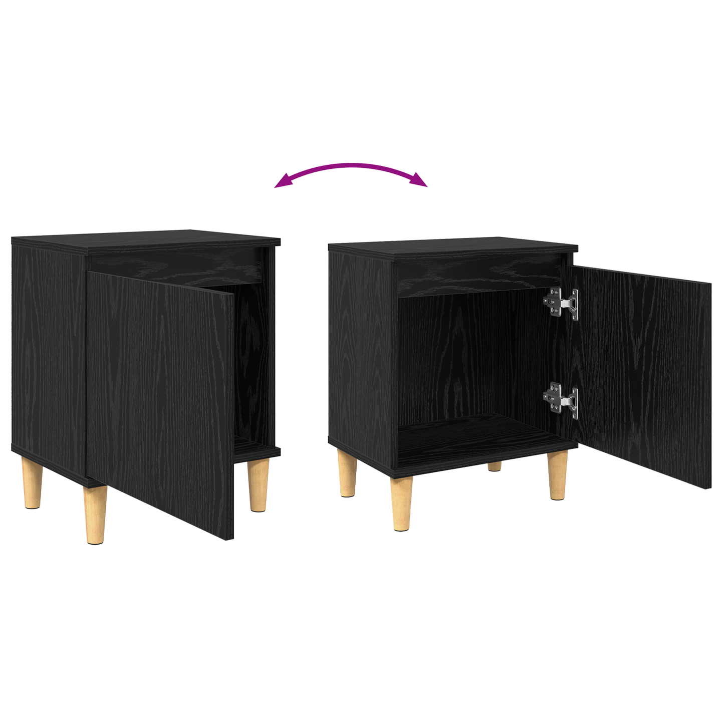 vidaXL Nachttisch Schwarz Eichen-Optik 40 x 30 x 50 cm Holzwerkstoff