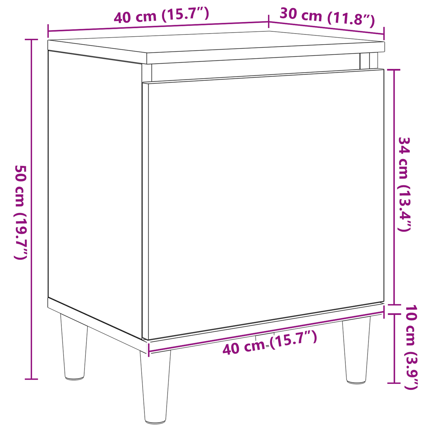 vidaXL Nachttisch Schwarz Eichen-Optik 40 x 30 x 50 cm Holzwerkstoff